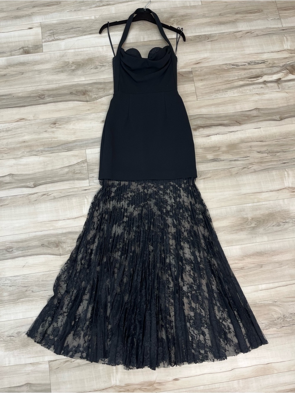 Rebecca Vallance Black Lace Mermaid Maxi Dress